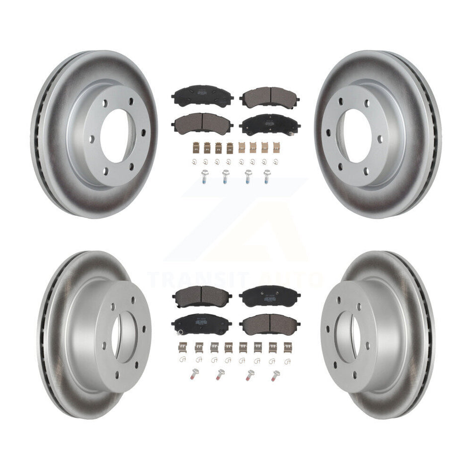 Front Rear Coated Disc Brake Rotors And Semi-Metallic Pads Kit For 2019-2023 Ford Ranger KGF-102697