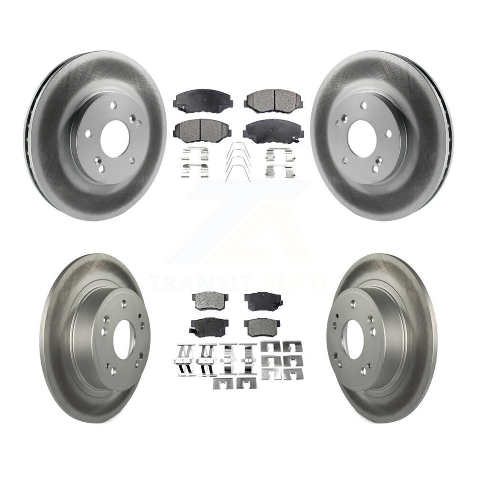 Front Rear Coated Disc Brake Rotors And Semi-Metallic Pads Kit For 2005 Honda Accord Hybrid with 3.0L KGF-102725