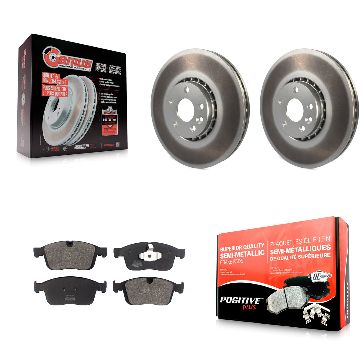 Front Coated Disc Brake Rotors And Semi-Metallic Pads Kit For Volvo XC60 KGF-102739