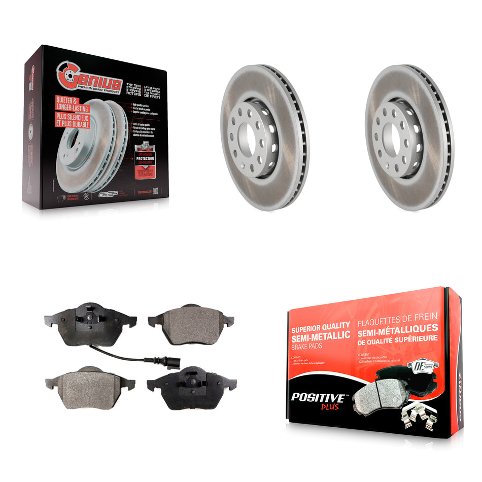 Front Coated Disc Brake Rotors And Semi-Metallic Pads Kit For Audi A6 Quattro 100 KGF-102751