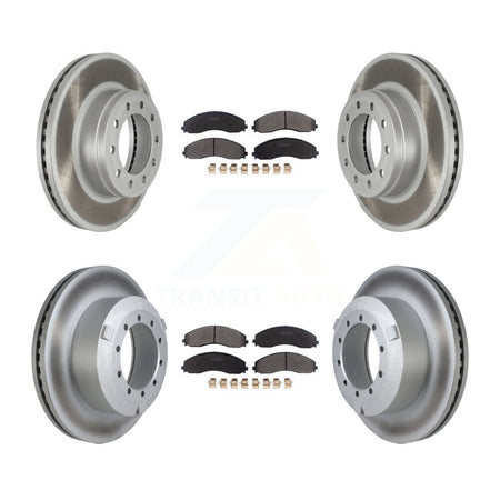 Front Rear Coated Brake Rotor Semi-Metallic Pad Kit For Ford F-450 Super Duty F-550 F-600 KGF-102752