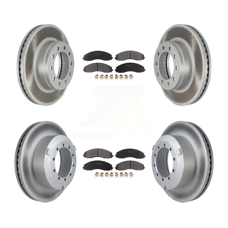 Front Rear Coated Brake Rotor Semi-Metallic Pad Kit For Ford F-450 Super Duty F-550 F-600 KGF-102752