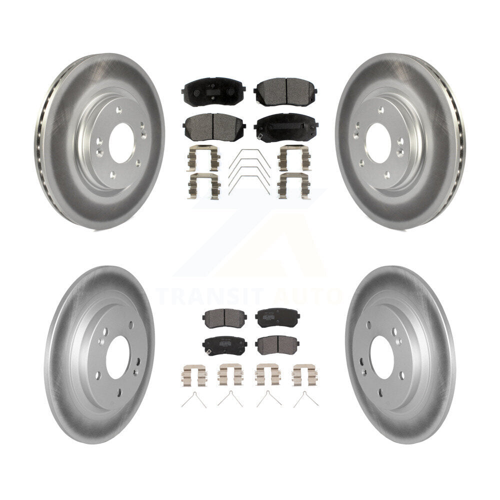 Front Rear Coated Disc Brake Rotors And Semi-Metallic Pad Kit For Hyundai Kona Kia Seltos KGF-102755