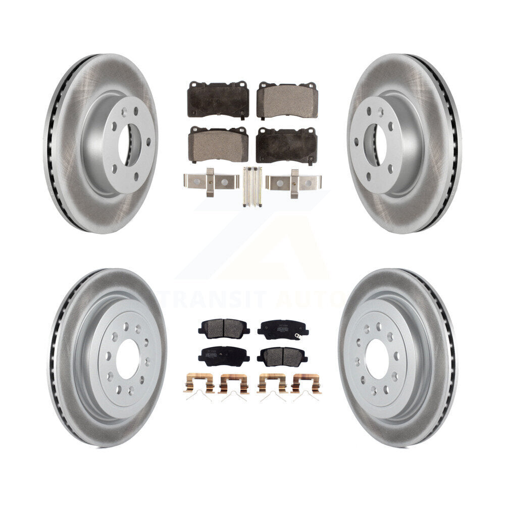Front Rear Coated Disc Brake Rotors And Semi-Metallic Pads Kit For 2019 Cadillac ATS Base KGF-102762