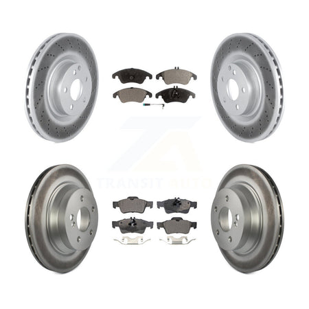 Front Rear Coated Disc Brake Rotors And Semi-Metallic Pads Kit For Mercedes-Benz E400 KGF-102764
