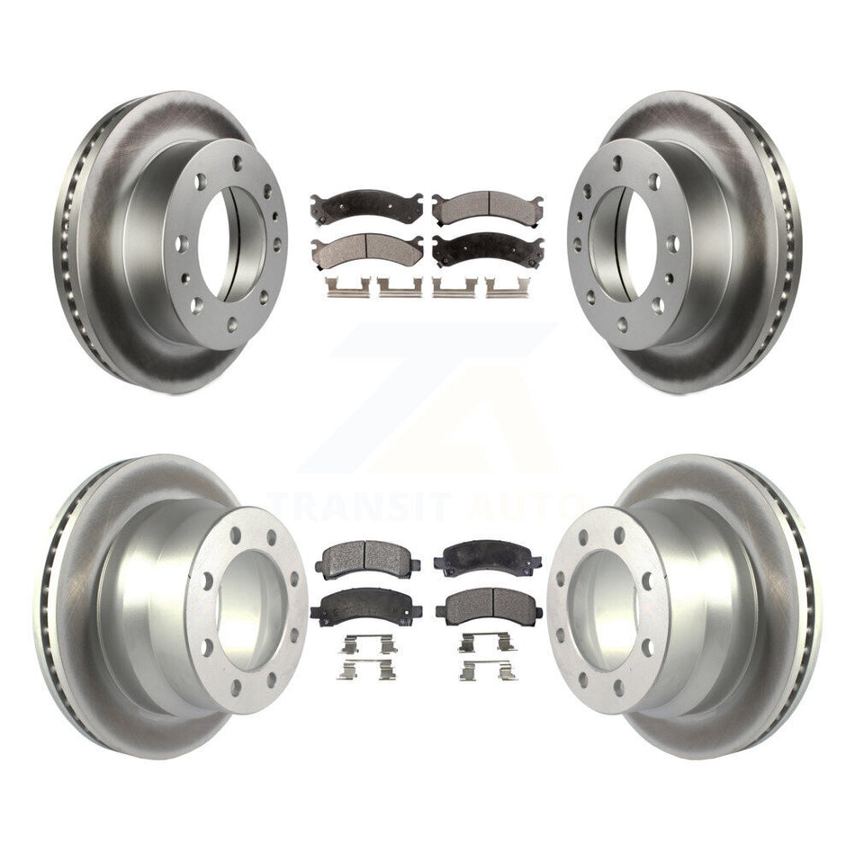 Front Rear Coated Disc Brake Rotors And Semi-Metallic Pads Kit For Chevrolet Express 4500 KGF-102769