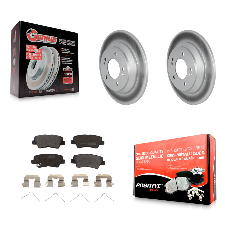Rear Coated Disc Brake Rotors And Semi-Metallic Pads Kit For 2020-2022 Kia Soul 1.6L KGF-102778