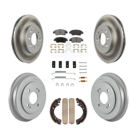 Front Rear Coated Disc Brake Rotors Semi-Metallic Pads And Drum Kit (7Pc) For Honda Civic KGF-102780