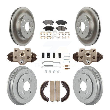 Front Rear Coated Disc Brake Rotors Semi-Metallic Pads And Drum Kit (9Pc) For Honda Civic KGF-102782