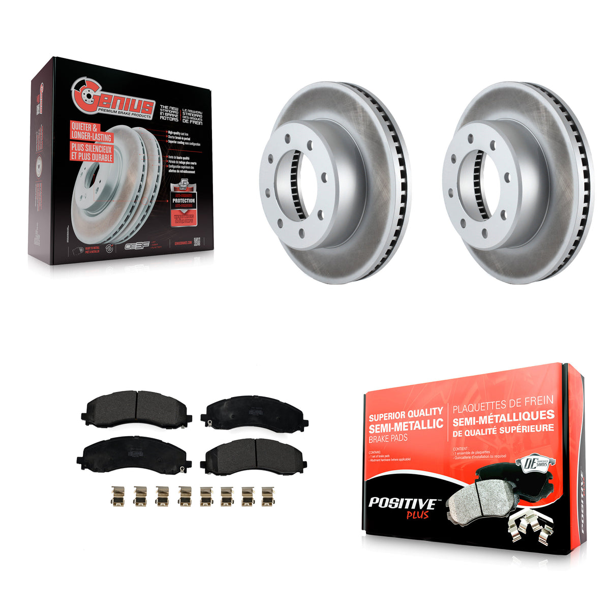 Front Coated Disc Brake Rotors And Semi-Metallic Pads Kit For Ram 2500 3500 KGF-102792