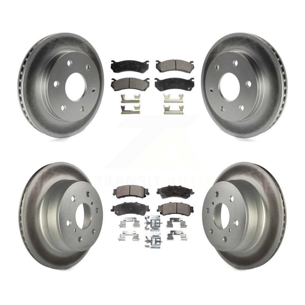 Front Rear Coated Disc Brake Rotors And Semi-Metallic Pad Kit For GMC Sierra 1500 Classic KGF-102834