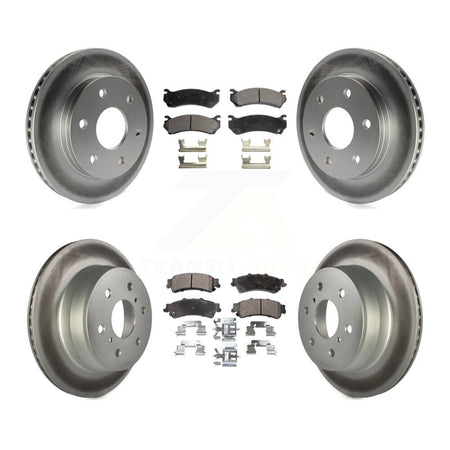 Front Rear Coated Disc Brake Rotors And Semi-Metallic Pad Kit For GMC Sierra 1500 Classic KGF-102834