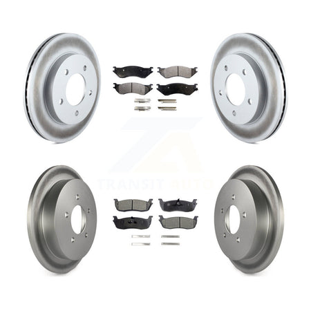 Front Rear Coated Disc Brake Rotor Semi-Metallic Pad Kit For 2004 Ford F-150 Heritage 4WD KGF-102837