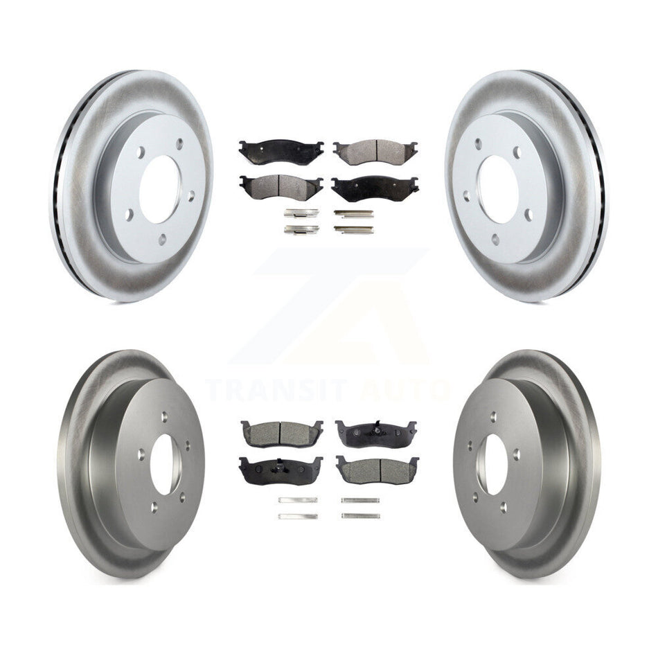 Front Rear Coated Disc Brake Rotor Semi-Metallic Pad Kit For 2004 Ford F-150 Heritage 4WD KGF-102837