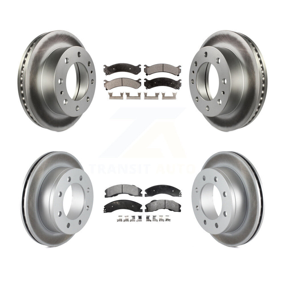 Front Rear Coated Disc Brake Rotors And Semi-Metallic Pads Kit For Chevrolet Express 4500 KGF-102838