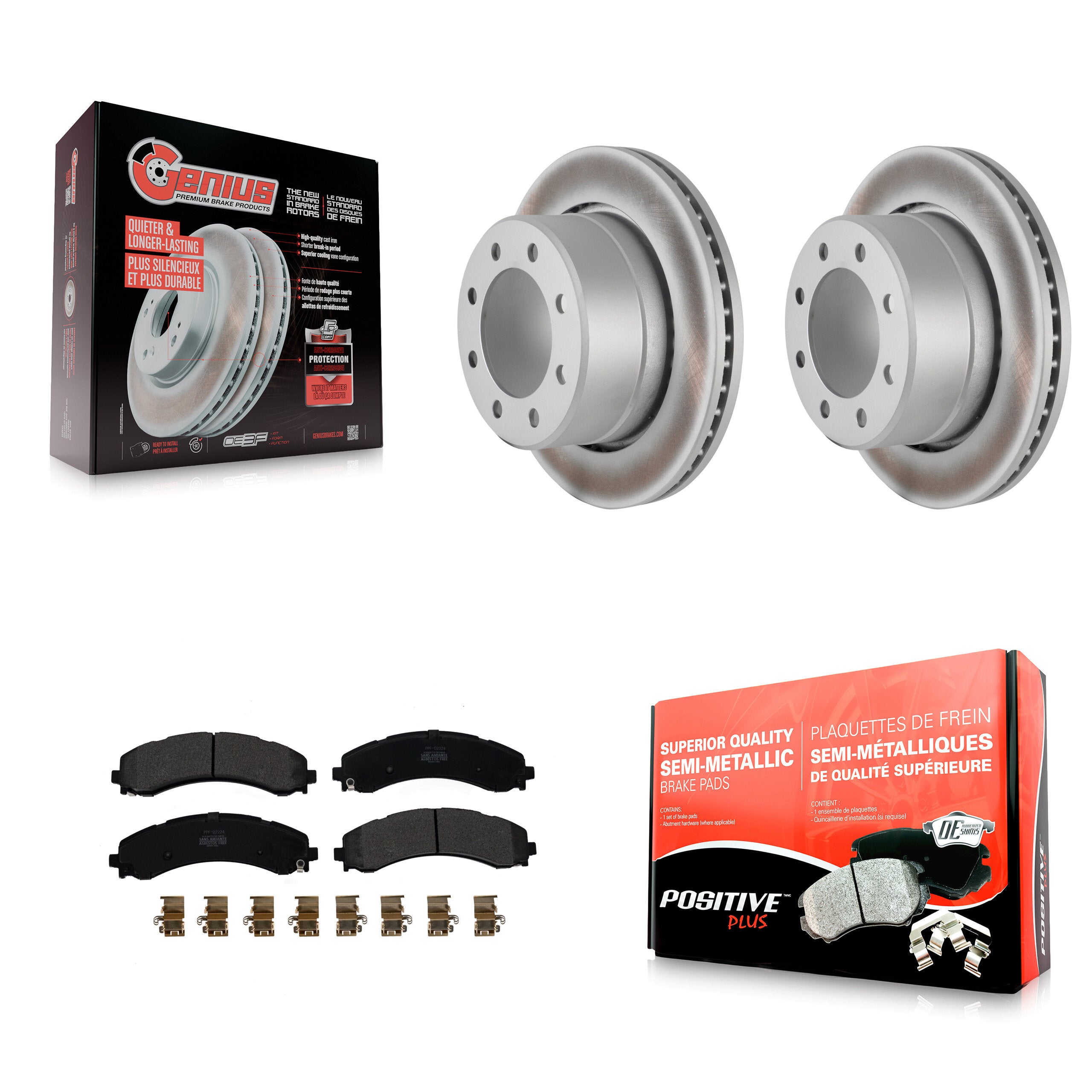 Rear Coat Brake Rotors Semi-Metallic Pad Kit For 2020-2021 Ram 3500 With Dual Wheels KGF-102844