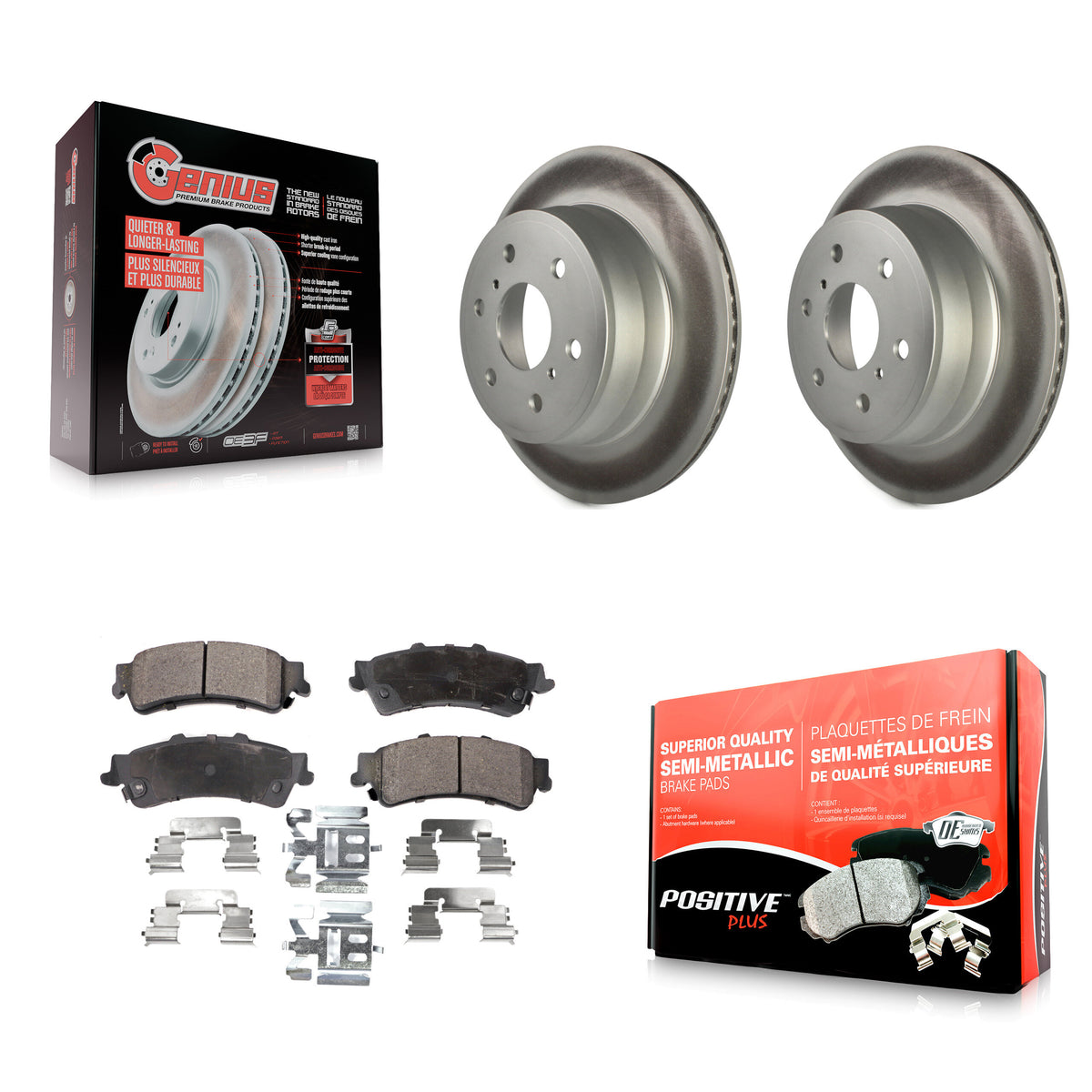 Rear Coated Disc Brake Rotors And Semi-Metallic Pads Kit For GMC Sierra 1500 Classic KGF-102847