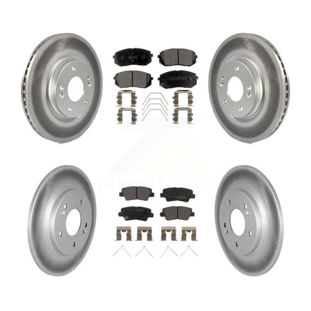 Front Rear Coated Disc Brake Rotor & Semi-Metallic Pad Kit For 2022-2023 Hyundai Kona AWD KGF-102862