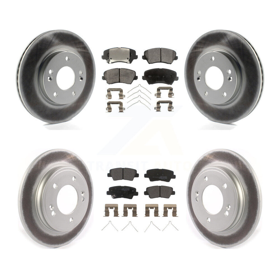 Front Rear Coated Disc Brake Rotors And Semi-Metallic Pads Kit For Hyundai Veloster KGF-102865