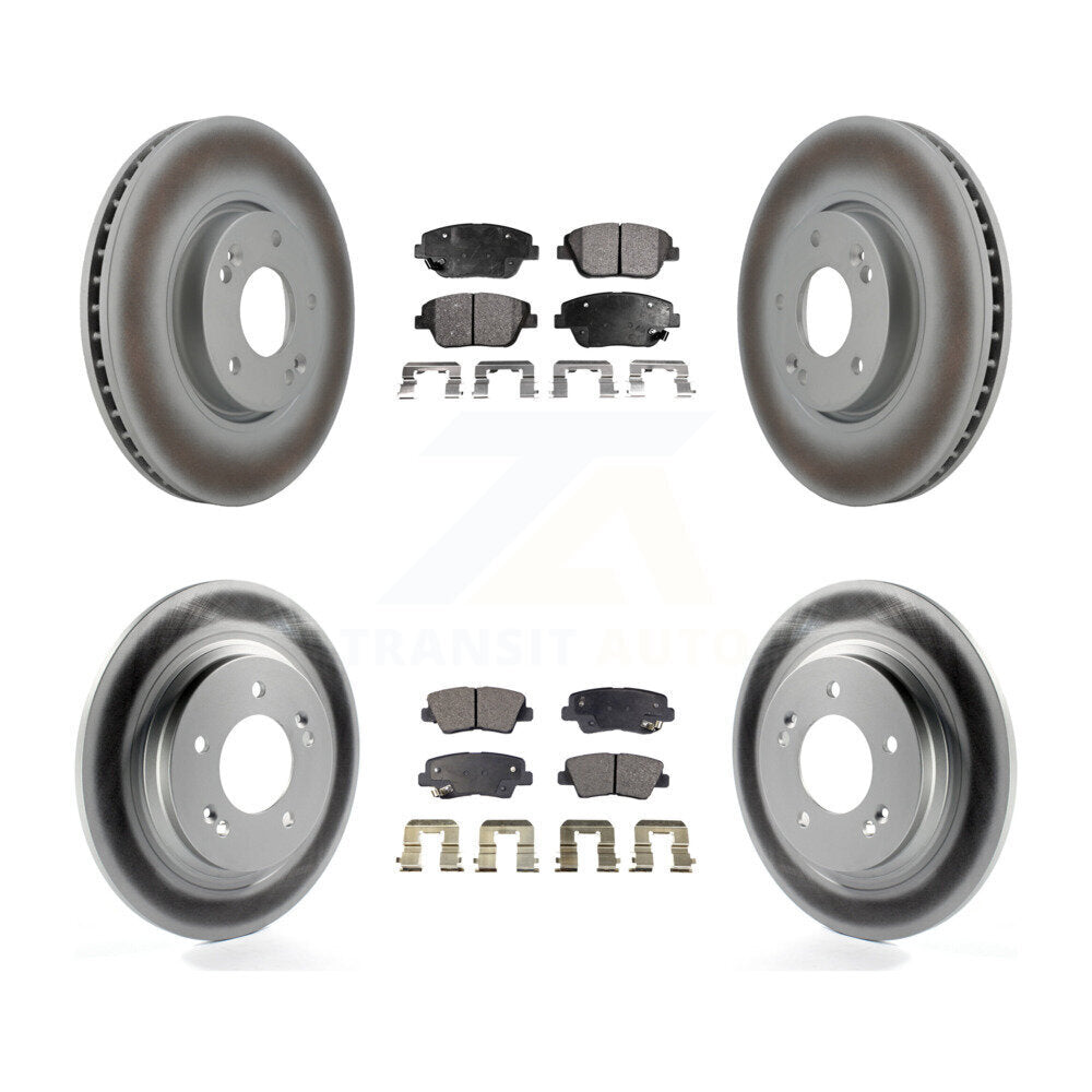 Front Rear Coated Disc Brake Rotors And Semi-Metallic Pads Kit For Hyundai Sonata KGF-102867