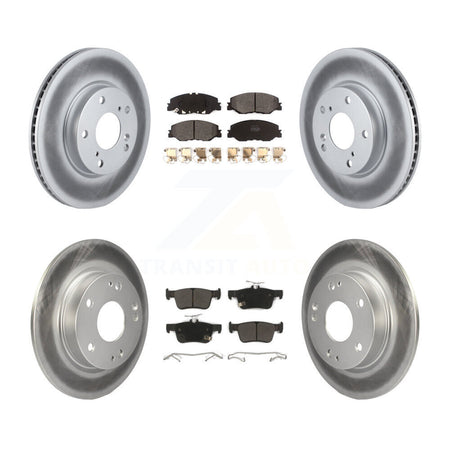 Front Rear Coated Disc Brake Rotors And Semi-Metallic Pads Kit For Honda Civic KGF-102869