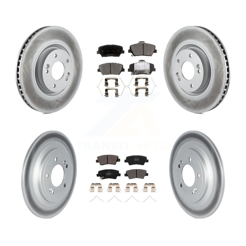 Front Rear Coated Disc Brake Rotors And Semi-Metallic Pads Kit For 2019-2020 Hyundai Nexo KGF-102870