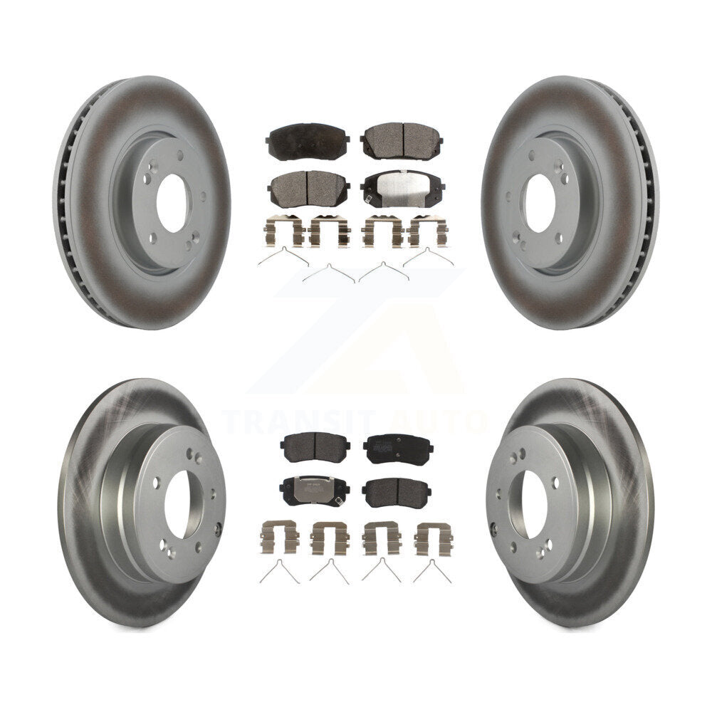 Front Rear Coated Disc Brake Rotors And Semi-Metallic Pads Kit For Hyundai Sonata KGF-102878