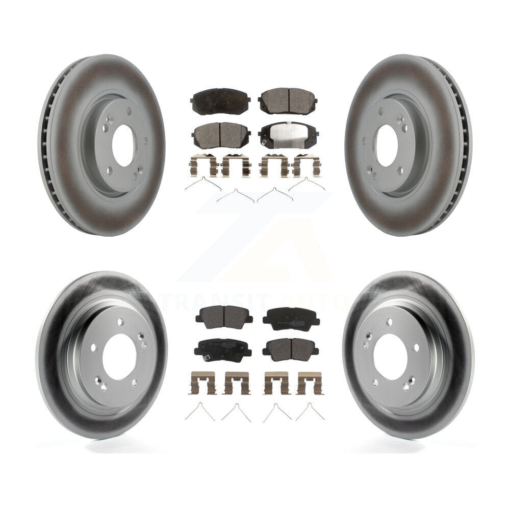 Front Rear Coated Disc Brake Rotors And Semi-Metallic Pads Kit For Hyundai Sonata KGF-102879