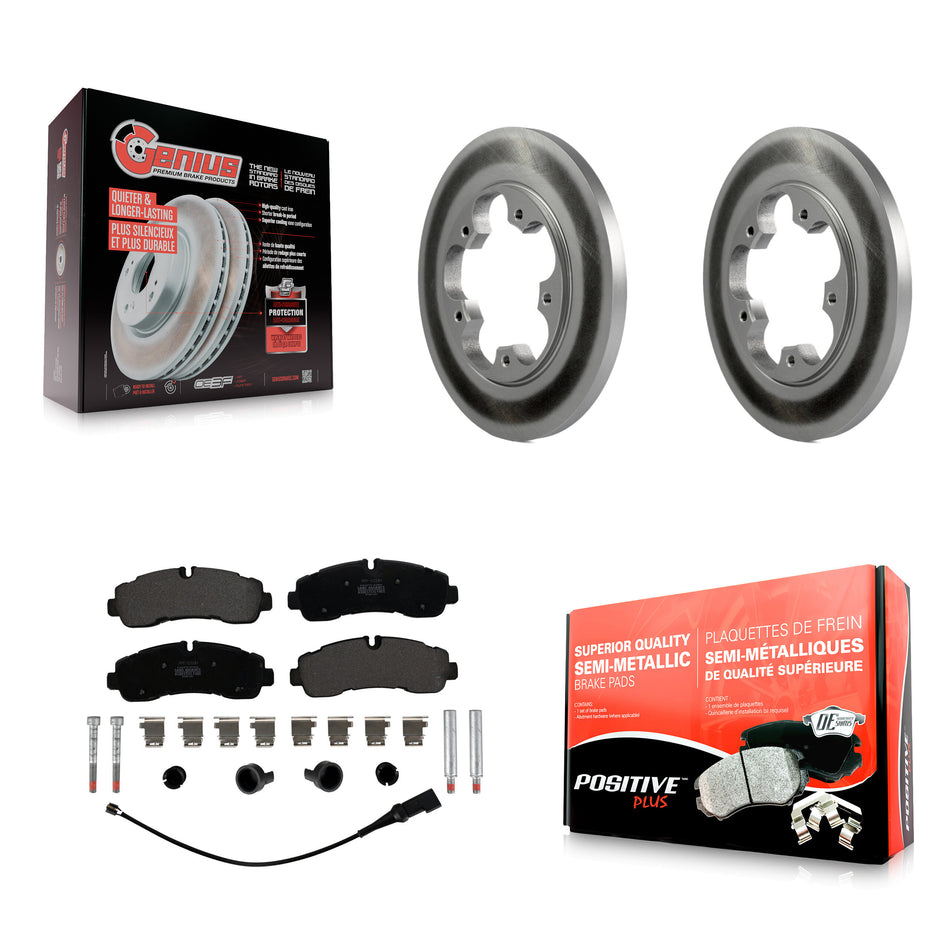 Rear Coat Brake Rotors Semi-Metallic Pad Kit For 20-21 Ford Transit-350 With 5 Lug Wheels KGF-102886