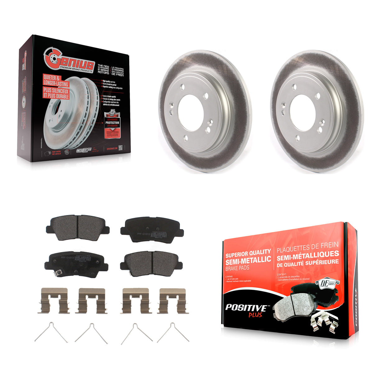 Rear Coated Disc Brake Rotors Semi-Metallic Pad Kit For Kia Forte Hyundai Veloster Forte5 KGF-102891