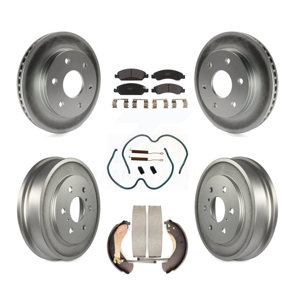 Front Rear Coated Disc Brake Rotor Semi-Metallic Pad & Drum Kit (7Pc) For GMC Sierra 1500 KGF-102893