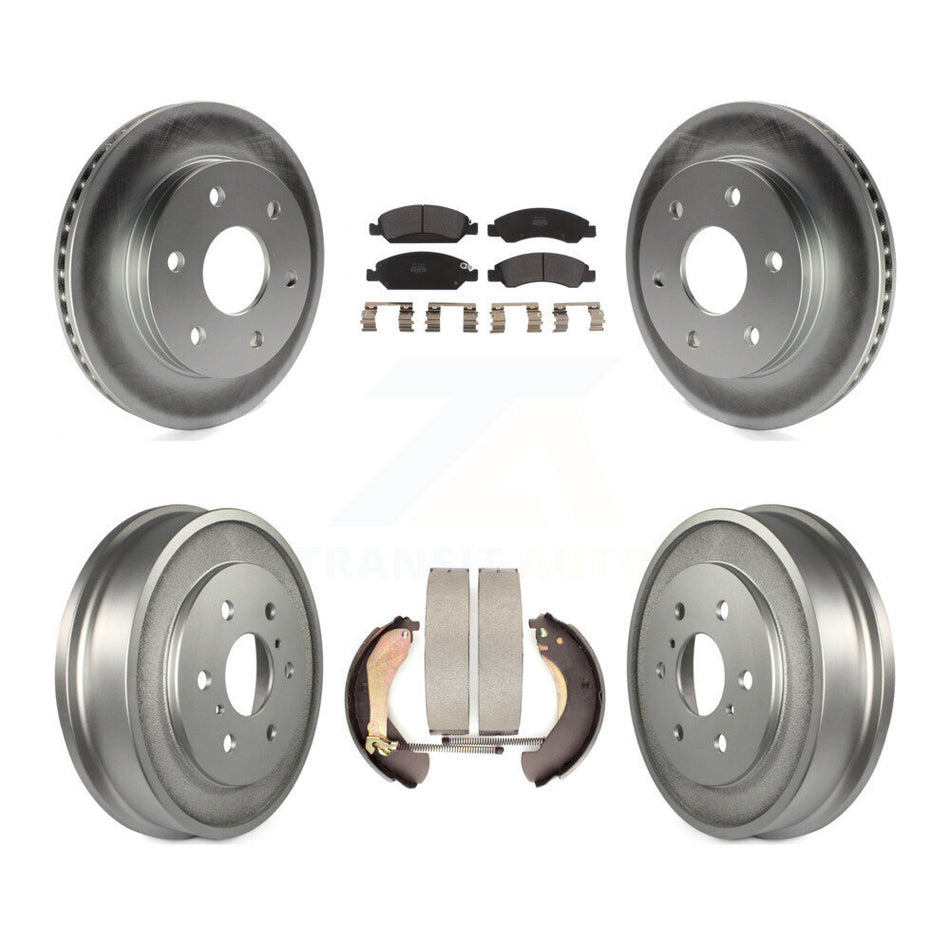 Front Rear Coated Disc Brake Rotors Semi-Metallic Pads And Drum Kit For GMC Sierra 1500 KGF-102894
