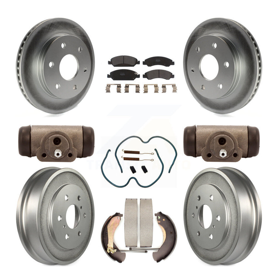 Front Rear Coated Disc Brake Rotor Semi-Metallic Pad & Drum Kit (9Pc) For GMC Sierra 1500 KGF-102895
