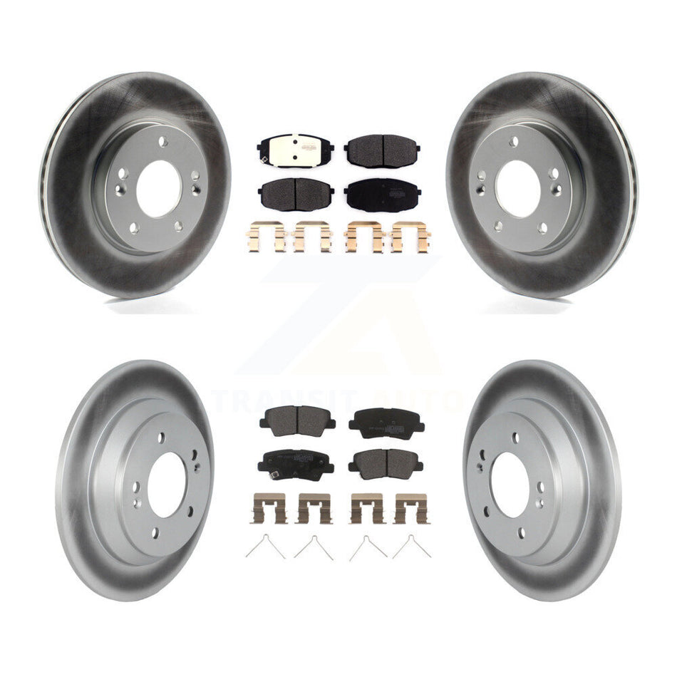 Front Rear Coated Brake Rotor & Semi-Metallic Pad Kit For 2022 Hyundai Kona FWD with 1.6L KGF-102916