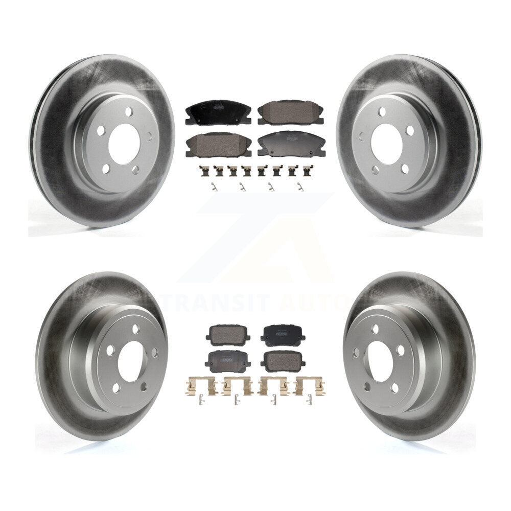 Front Rear Coated Brake Rotors Semi-Metallic Pad Kit For 2014 Dodge Charger RWD with 3.6L KGF-102940
