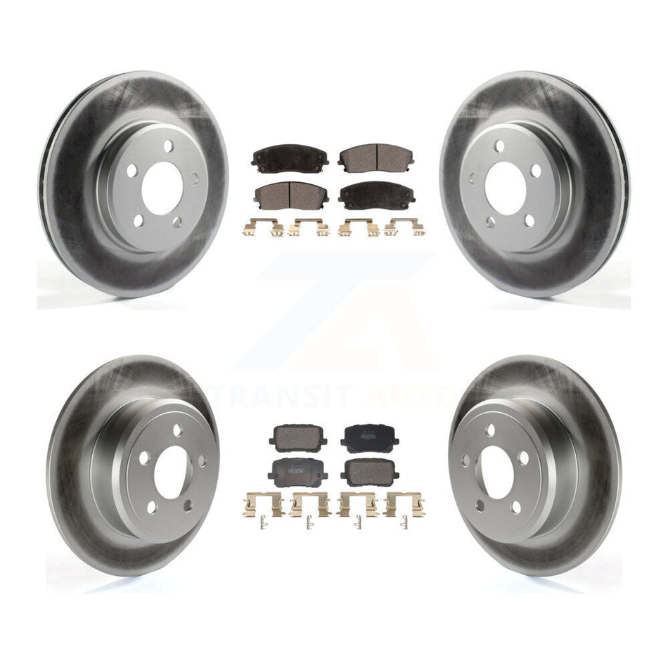 Front Rear Coated Brake Rotors Semi-Metallic Pad Kit For 2014 Dodge Charger RWD with 3.6L KGF-102942