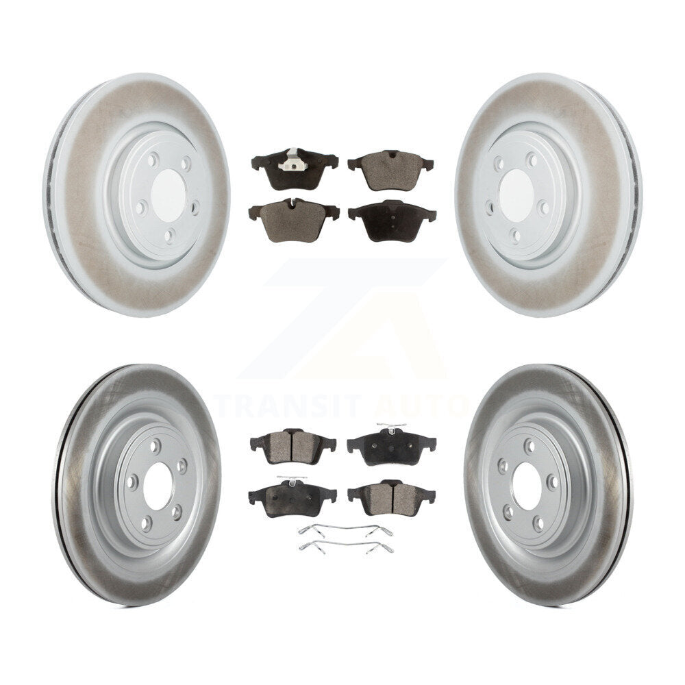 Front Rear Coated Disc Brake Rotors And Semi-Metallic Pads Kit For Jaguar XF KGF-102946