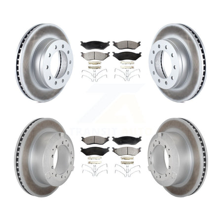 Front Rear Coated Brake Rotor Semi-Metallic Pad Kit For Ford F-450 Super Duty F-550 CF500 KGF-102949