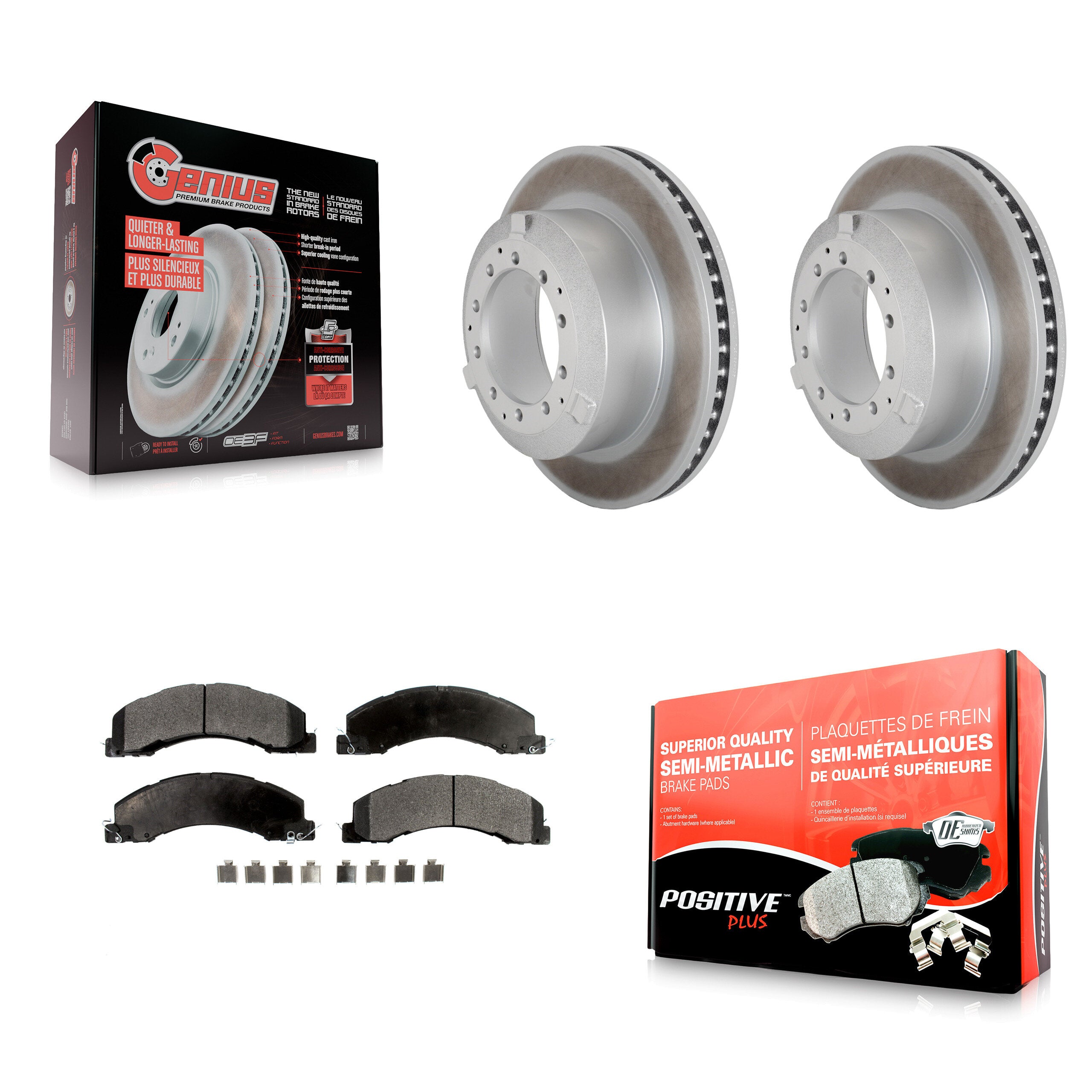 Rear Coat Brake Rotor Semi-Metallic Pad Kit For Ram Dodge Sterling Truck 4500 5500 Bullet KGF-102959