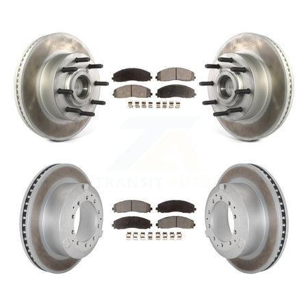Front Rear Coated Disc Brake Rotors And Semi-Metallic Pads Kit For Ford F-350 Super Duty KGF-102966