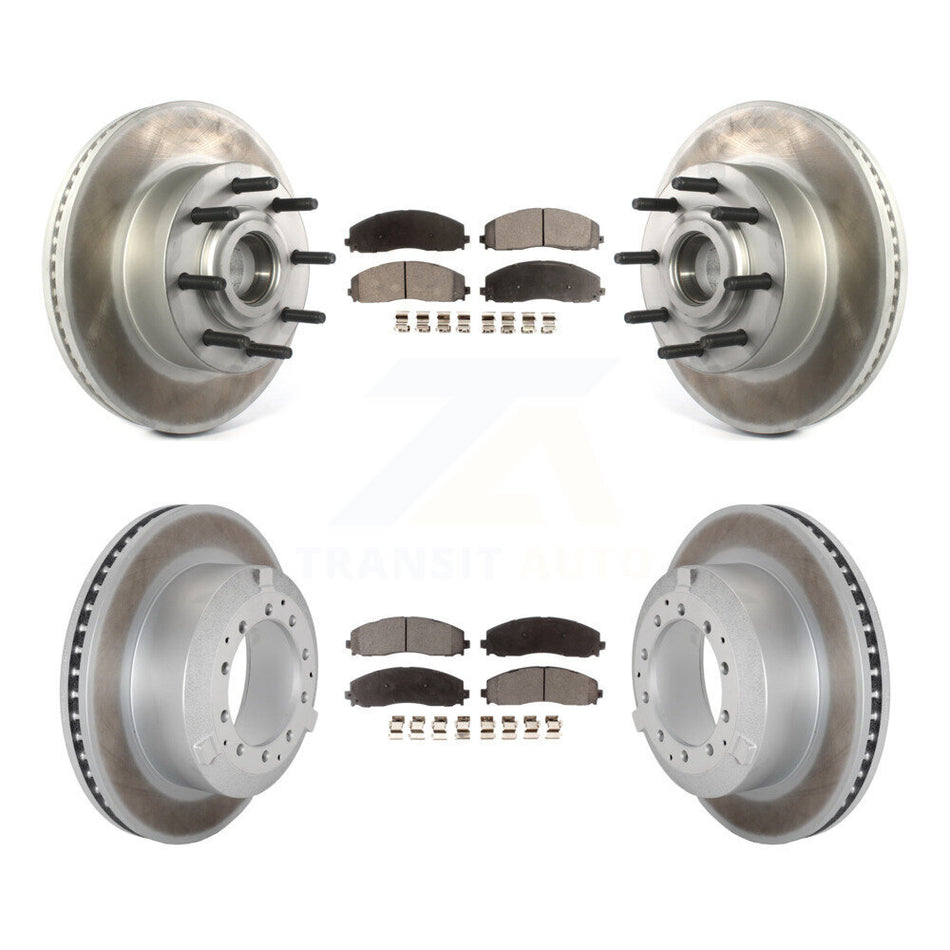 Front Rear Coated Disc Brake Rotors And Semi-Metallic Pads Kit For Ford F-350 Super Duty KGF-102966
