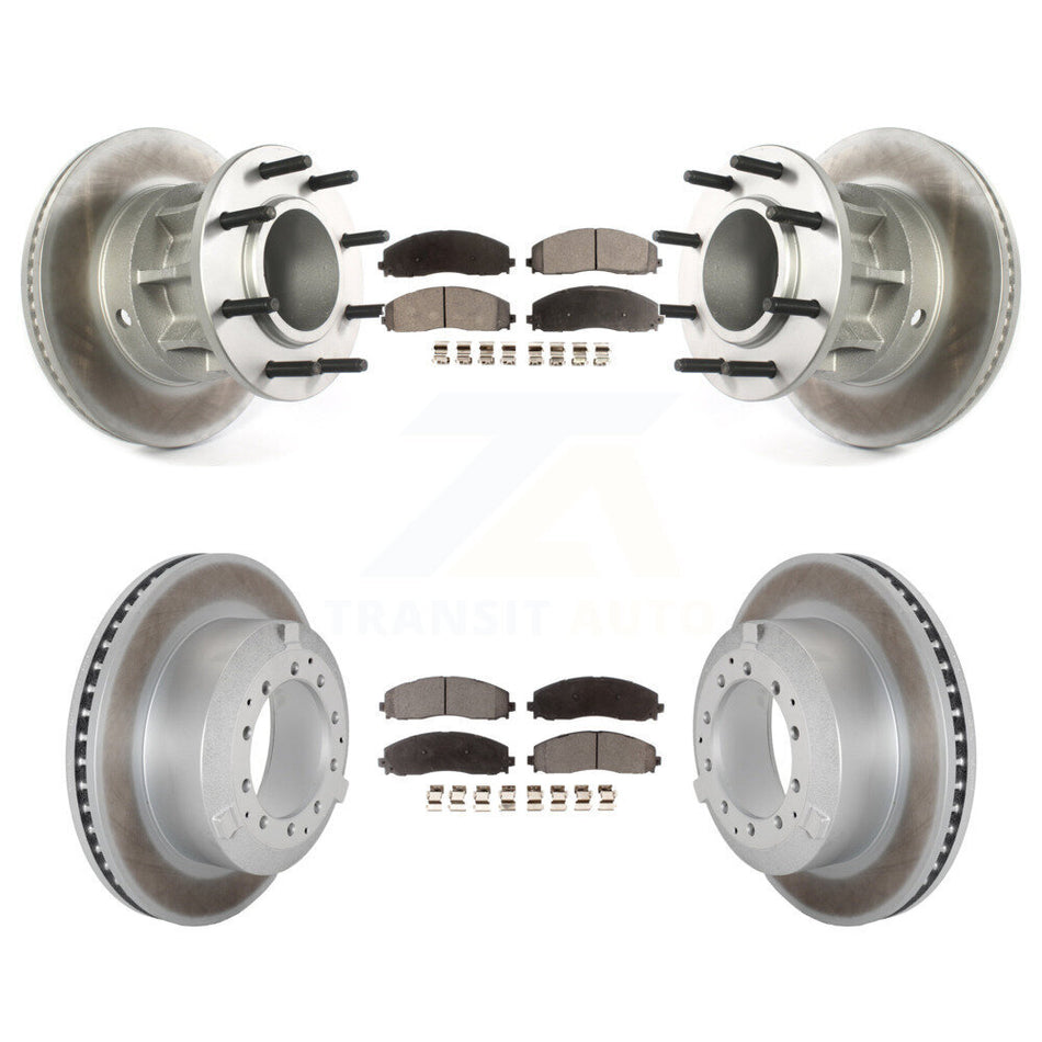 Front Rear Coated Disc Brake Rotors And Semi-Metallic Pads Kit For Ford F-350 Super Duty KGF-102967