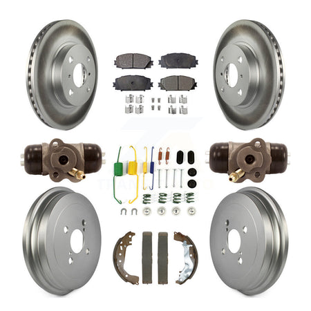 Front Rear Coated Disc Brake Rotors Semi-Metallic Pad And Drum Kit (9Pc) For Toyota Yaris KGF-102968