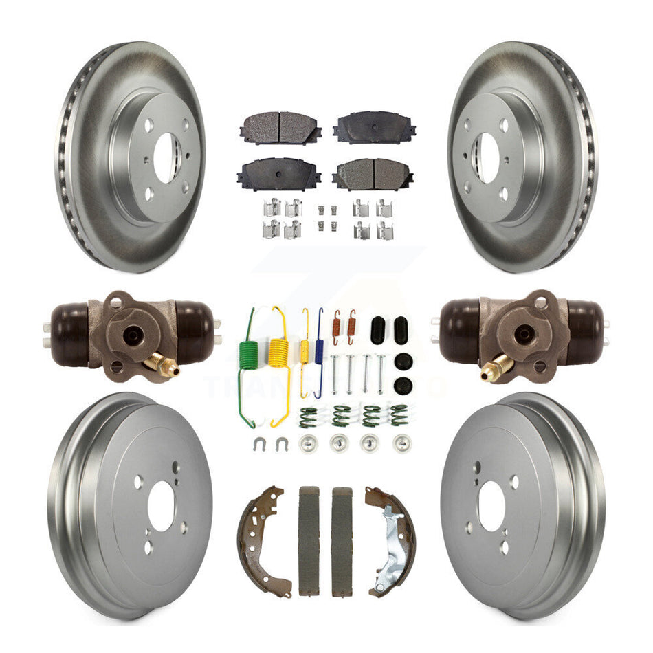 Front Rear Coated Disc Brake Rotors Semi-Metallic Pad And Drum Kit (9Pc) For Toyota Yaris KGF-102968