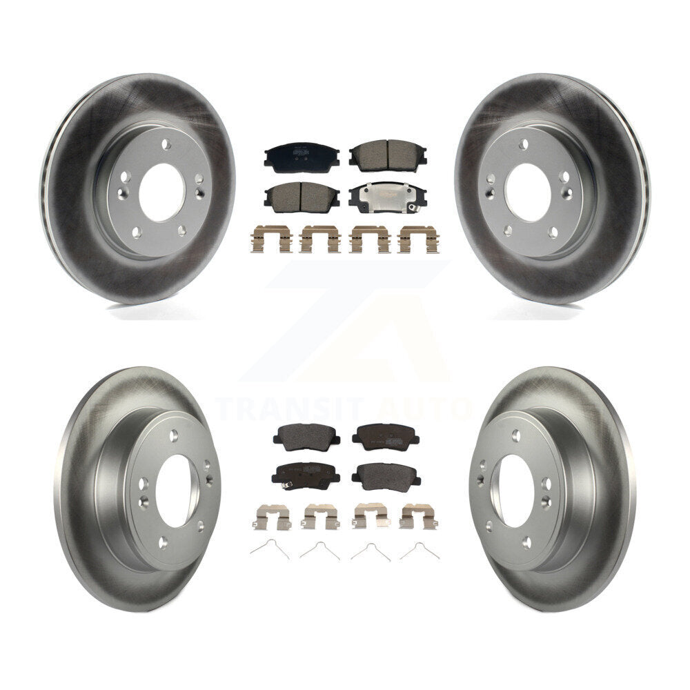 Front Rear Coated Disc Brake Rotors And Semi-Metallic Pads Kit For Hyundai Venue Kia Soul KGF-102971