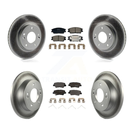 Front Rear Coated Disc Brake Rotors And Semi-Metallic Pads Kit For Hyundai Venue Kia Soul KGF-102971