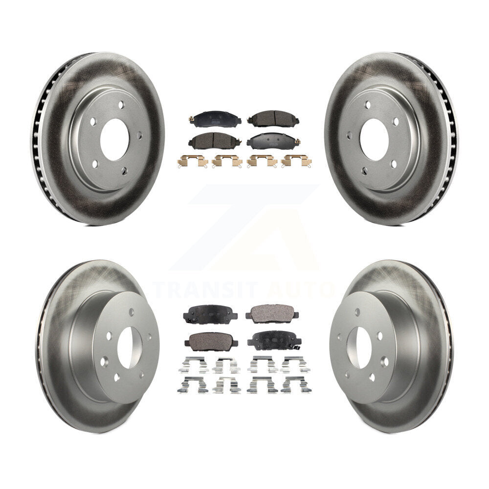 Front Rear Coated Disc Brake Rotors And Semi-Metallic Pads Kit For Nissan LEAF KGF-102975