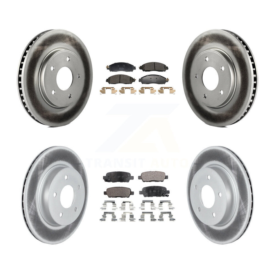 Front Rear Coated Disc Brake Rotors And Semi-Metallic Pads Kit For 2018 Nissan LEAF S KGF-102976