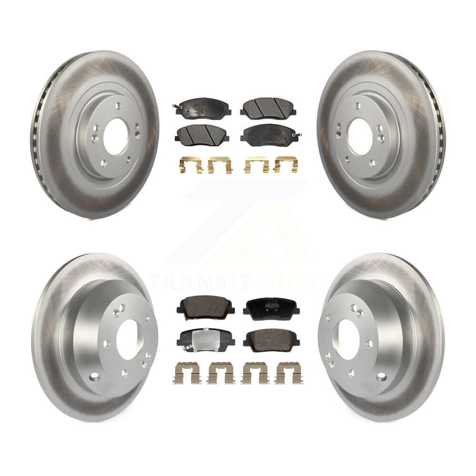 Front Rear Coat Brake Rotors Semi-Metallic Pad Kit For 2013-2016 Hyundai Santa Fe XL 3.3L KGF-102985
