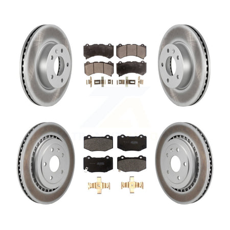 Front Rear Coated Disc Brake Rotors And Semi-Metallic Pads Kit For 2017 Cadillac ATS V KGF-102989